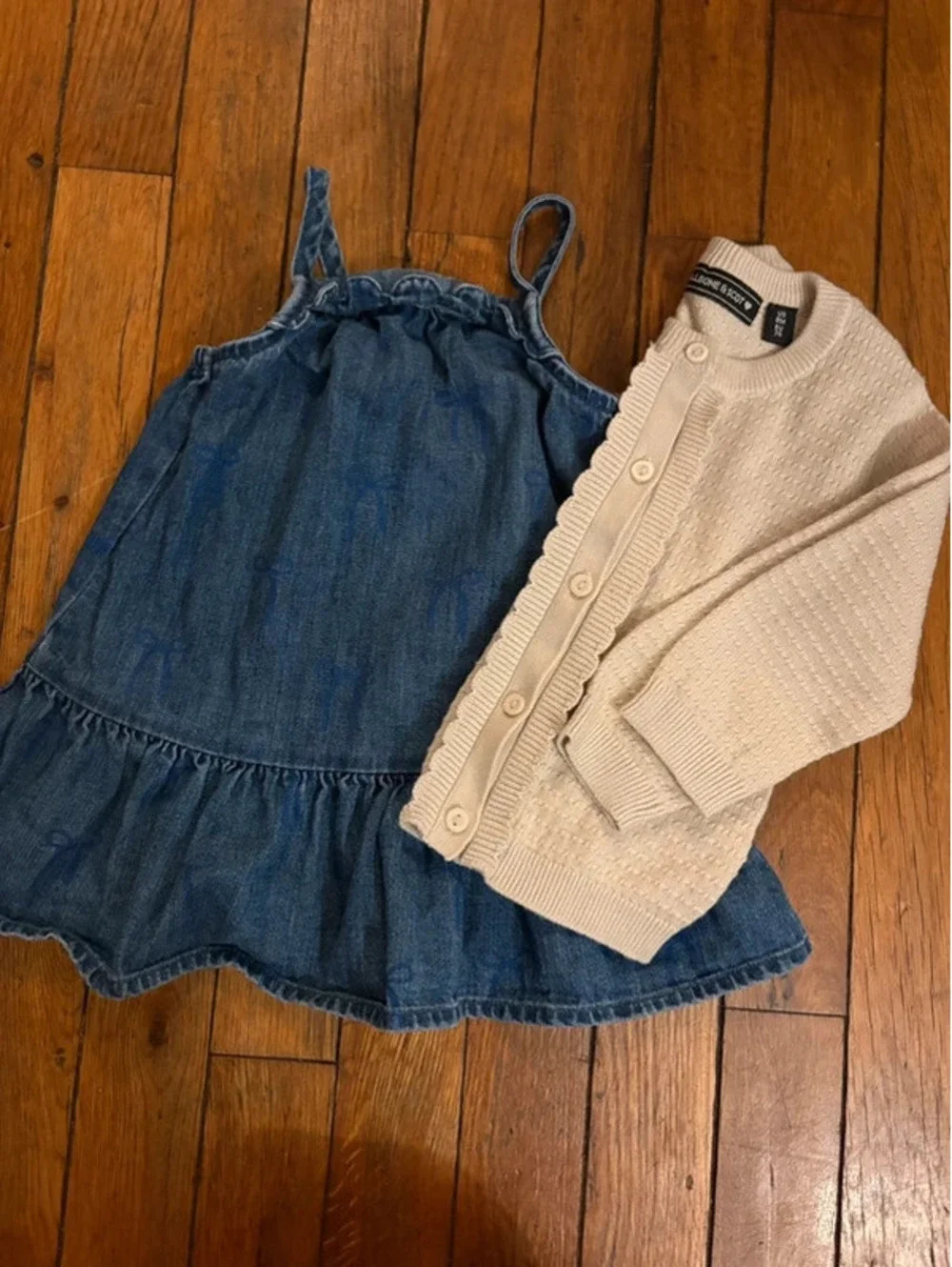 6/12M & 9/12M Baby Girls Denim Old Navy Dress & Cardigan